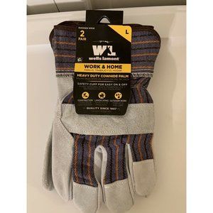 New Wells Lamont Work & Home Heavy Duty Gloves‎ Gray - Leather - 2/pair Large